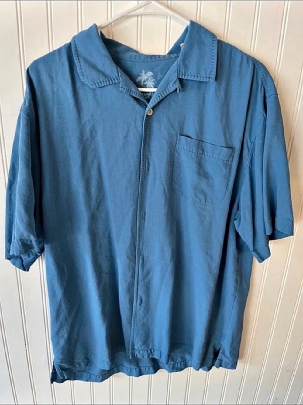 Tommy Bahama Original Fit Silk Camp Shirt Blue